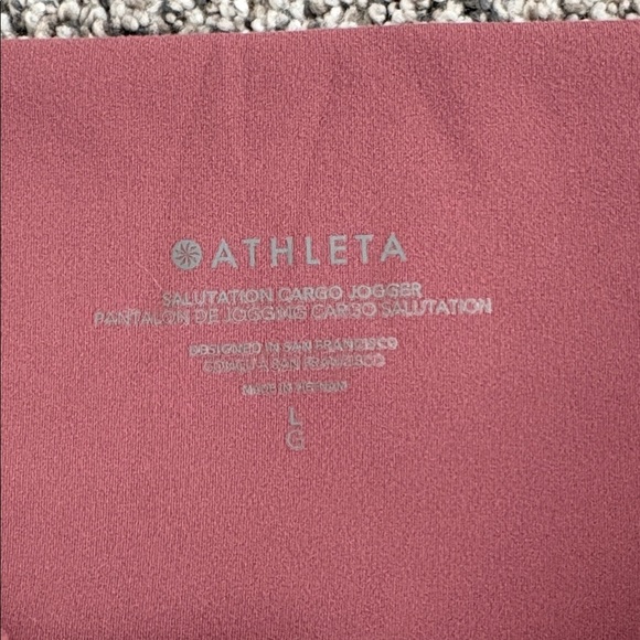 Athleta Womens Pants Pink Salutation Cargo Jogger Tawny Rose Pull On Comfy - Picture 4 of 7